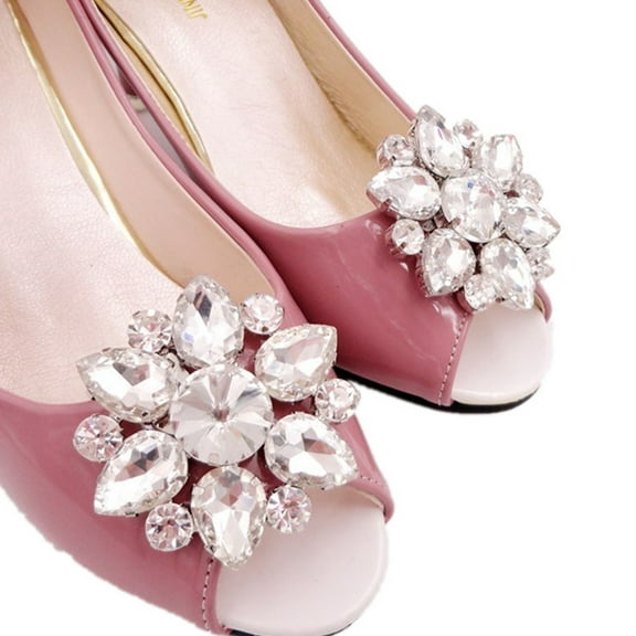 MLINS Silver Crystal Shoe Clips Rhinestone Buckles for Women Great for Weddings Parties and Casual Wear 1 Pair