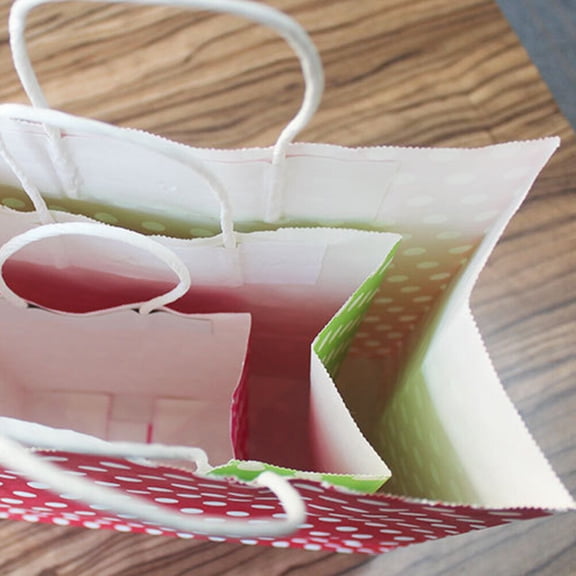 BRIGHTFUFU 6Pcs Polka Dot Paper Bags Assorted Colors Durable Shopping and Storage Bags with Easy Carry Handles