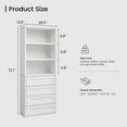 thumbnail image 3 of Bookcase and Bookshelves with 4 Drawers,Tall Storage Bookcase with 3 Shelves,72.1" H Office Storage Bookshelf for Home Office and Living Room,Wood Storage Bookshelves,White, 3 of 11