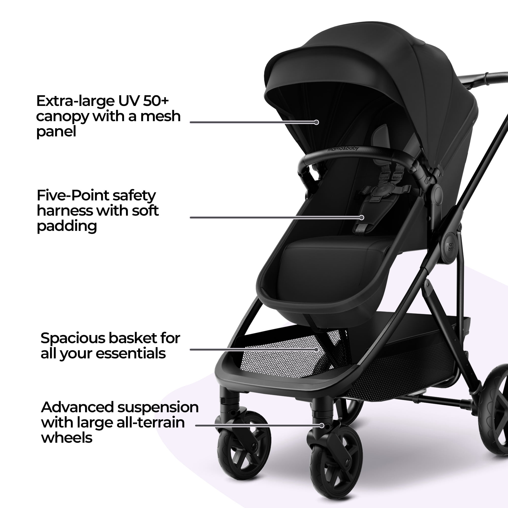 MAMA & BABY Rovee 2-in-1 Baby Bassinet Stroller with Reversible Seat and Large Canopy, Grey, 22.3LB, Unisex