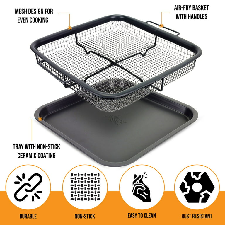 Air Fryer Basket for Oven Stainless Steel, 15 x 11 Inch Air Fryer  Accessories Oven Rack and Crisper Tray, 2 Piece Nonstick Bacon Cooker  Broiler Pan