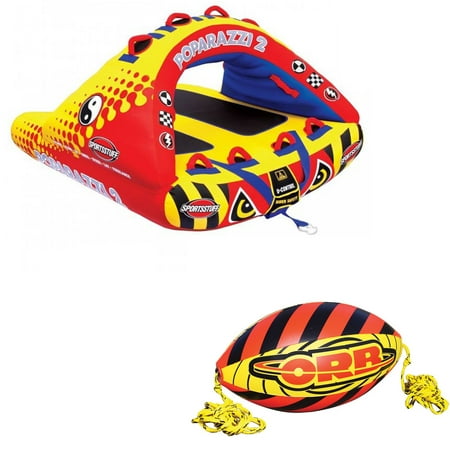 Airhead Poparazzi 2 Double Rider Wing-Shaped Boat Towable Tube w/ Orb Rope