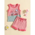 thumbnail image 2 of Bagilaanoe 2pcs Toddler Baby Boy Short Pants Set Cartoon Embroidery Sleeveless  Tank Tops + Shorts 6M 12M 18M 24M 3T Kids Casual Summer Outfits, 2 of 9