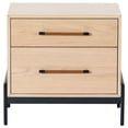 thumbnail image 2 of Safvaieh Couture Chandri Scandinavian Wood and Metal Nightstand, Oak/Black, 2 of 14