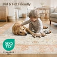 thumbnail image 4 of ODIKA 5'x7' Washable Area Rug Neutral Vintage Mosaic Border Distressed Faded Livingroom Playroom for Guest Room, Lounge, Apartment, Non-Slip Low Profile, Stain Resistant, 4 of 7