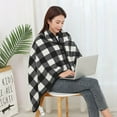 thumbnail image 2 of Wovilon Wearable Plaid Fleece Blanket With Button Nordic Shawl Blankets For Office Sleep Winter Warm Travel Sofa Bed Throw Blanket, 2 of 5