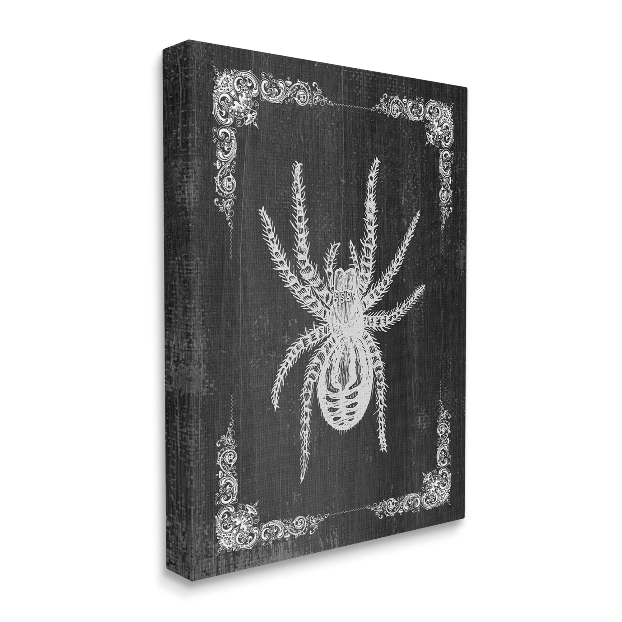 Stupell Industries Black & White Spider Holiday Painting Gallery Wrapped Canvas Print Wall Art, 30 x 40