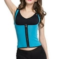 thumbnail image 2 of Blue Waist Trainer Front Zipper for Women Neoprene Body Shaper for Gym Workout Waist Training FREE Eyeglass Pouch by Juniper's Secret (Blue, XXL - US 10/12), 2 of 5