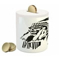thumbnail image 2 of Tribal Piggy Bank, Sketchy Hand Drawn Grunge Style Old Eastern Tribe Chef Image, Ceramic Coin Bank Money Box for Cash Saving, 3.6" X 3.2", Black and White, by Ambesonne, 2 of 4