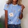 thumbnail image 2 of Dyegold Graphic Tees For Women Vintage Summer Short Sleeve Tops Summer Casual Loose Crewneck Floral Print Blouses Tshirts, 2 of 4