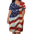 thumbnail image 3 of Retro American Pride Vintage USA Flag Loose Pocket Dress Dresses Summer Summer Dresses for Women, 3 of 9