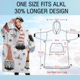 thumbnail image 4 of Oversized Wearable Blanket Hoodie,White Christmas Gnome and Snowflake Pattern Sherpa Blanket Hoodie with Super Pockets,Super Warm Fuzzy Pullover for Women & Men, 4 of 6