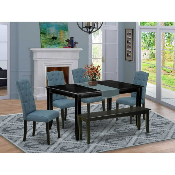East West Furniture Dining Room Set Black, DUCE6-BLK-21