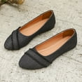 thumbnail image 4 of Denim Ballet Flat Shoes for Women Trendy Fringe Round Toe Nonslip Comfy Soft Sole Walking Shoes Casual Dressy Wedding Shoes Black Size 6, 4 of 7