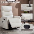thumbnail image 3 of Leumius Manual Recliner Chair with Massage and Heat for Adult,360° Swivel Rocker Chair with Ergonomic High Backrest,Glider Recliner Nursery Chair with Side Pockets for Living Room,White PU, 3 of 7