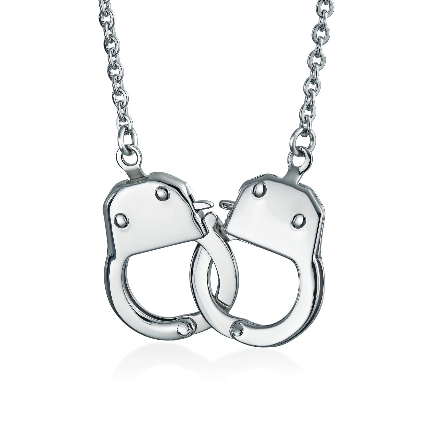 Handcuff Necklace Lock Partners in  Stainless Steel Pendant