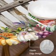 thumbnail image 3 of Thanksgiving Pumpkins Round Tablecloth, Fitted Table Cover with Elastic for 36"-44" Round Tables, Fall Leaves Country Wildflowers Fence Table Cloth Outdoor Indoor Dinning Party Waterproof Tablecloths, 3 of 7