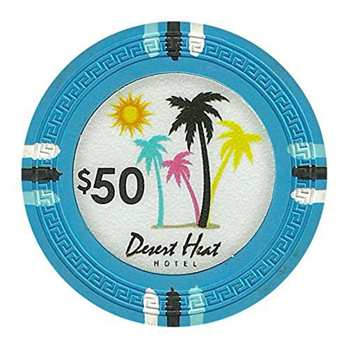 50-pack Desert Heat 13.5g Poker Chips $50 Heavy Weight Clay Composite 