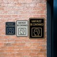 thumbnail image 5 of Signs ByLITA Portrait Round Hair Must Be Contained Door or Wall Sign Durable ABS Plastic | Laser Engraved | Easy Installation | Kitchen | Hygiene Sign (Black Gold) - Medium, 5 of 7