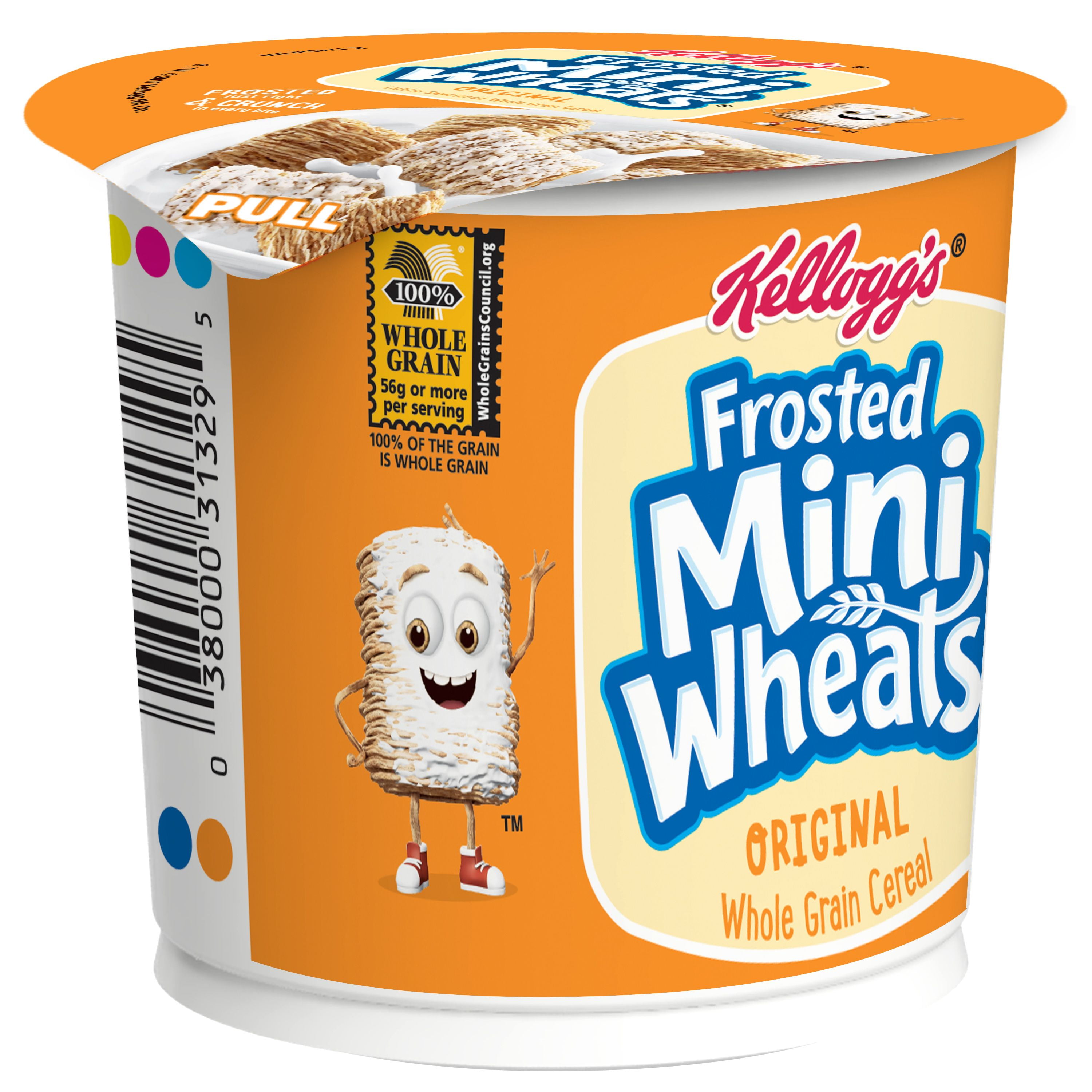 Kellogg's Frosted MiniWheats Breakfast Cereal Cup, High Fiber Cereal