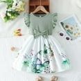 thumbnail image 2 of LIIPEE Girls Dresses Summer Cute Ribbed Fly Sleeve Cartoon Butterfly Printed Bowknot Dress Toddler Comfort Indoor A-Line Princess Dress,Army Green,2-3 Years, 2 of 4