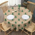 thumbnail image 3 of Brown Christmas Tree Pattern Round Tablecloth 60"x60",Wrinkle Wipeable Table Cloth for Kitchen Dining Room Picnic Patio Party, 3 of 6