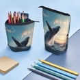thumbnail image 4 of Xecao Dancing Whale Print Telescopic Pencil Bag Pen Holder Pop Up Stationery Case Stand-up Retractable Transformer Bag Standing Organizer, 4 of 6