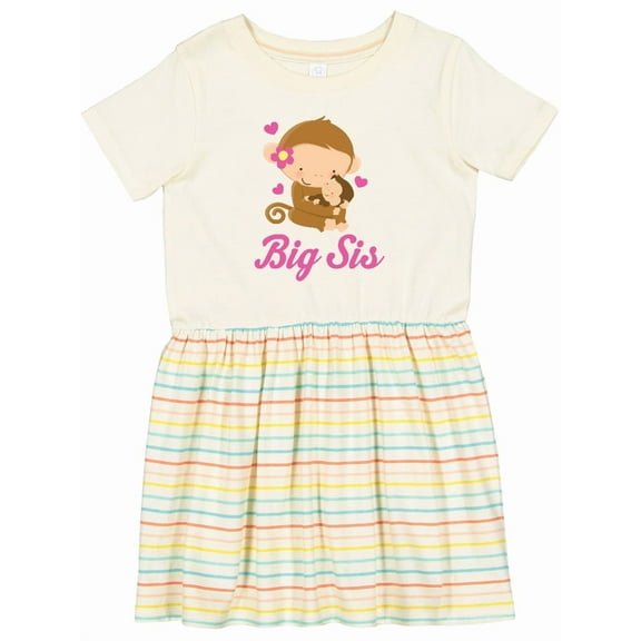 Inktastic Big Sis Monkeys Girls Toddler Dress