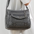 thumbnail image 2 of Stylago Leather Messenger Bags Women's Vintage Crossbody Purses Multiple Zipper Pockets Tote Shoulder Bag with Adjustable Strap Grey, 2 of 7