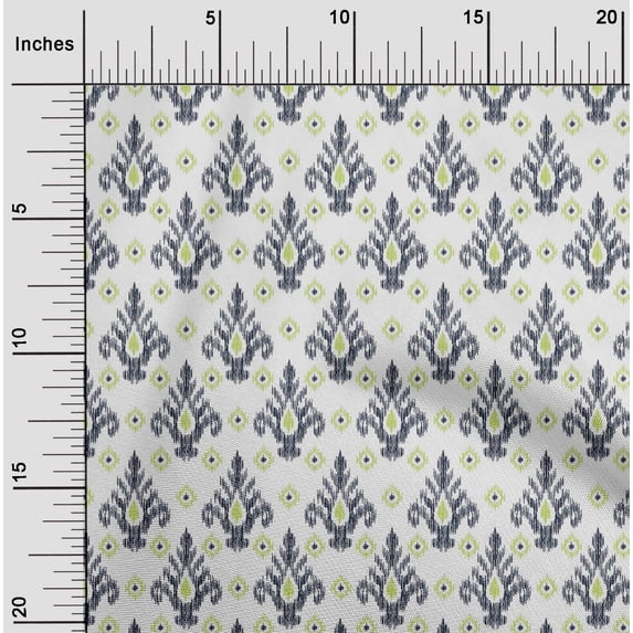 oneOone Silk Tabby Fabric Diamond & Swirl Ikat Printed Fabric 1 Yard 42 Inch Wide
