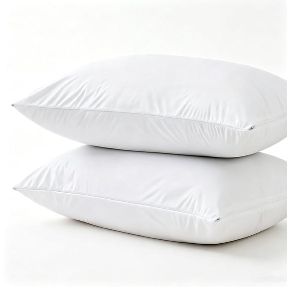 Waterproof Pillow Protector Queen Size 20x30 Inches, Polyester Spandex Blend, Zippered Cover, Noise-Free, Soft & Breathable, Washable, Dust Mite & Oil Stain Proof for Bed Pillows