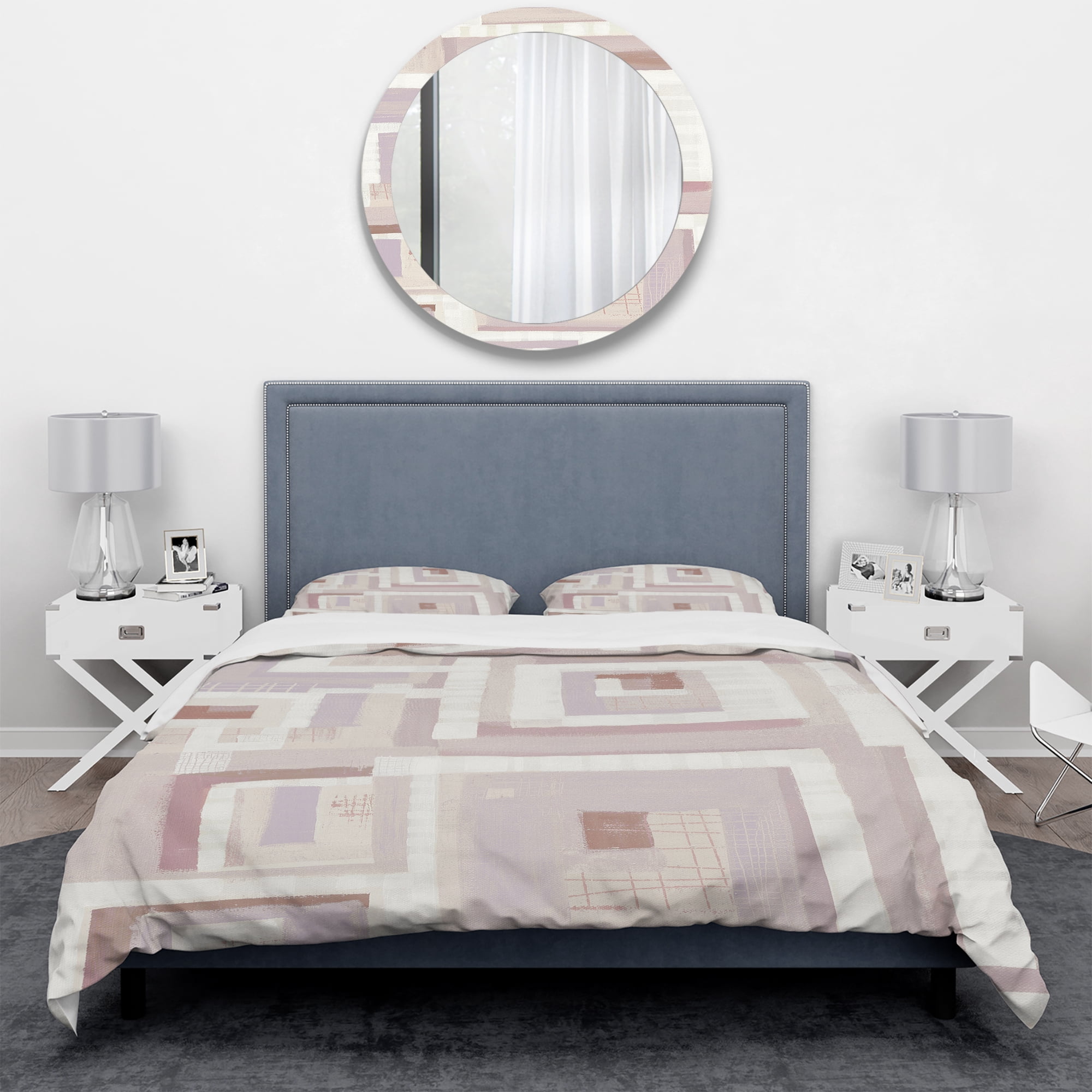 Designart 'Pink Geometric Form Windows I' Geometric Duvet Cover Set
