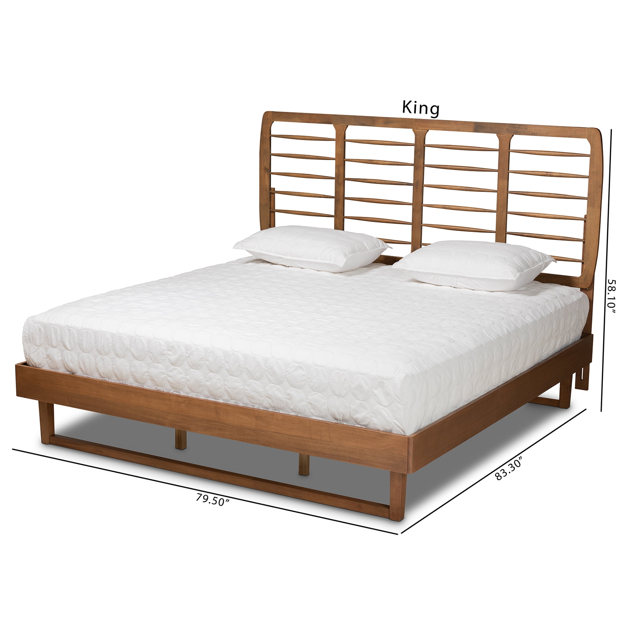Baxton Studio Lucie Contemporary/Modern Engineered Wood Textured Platform Bed, King, Walnut Brown