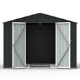 thumbnail image 6 of 8ft x 6ft Sheds and Outdoor Storage, Metal Storage Shed with Single Lockable Door for Lawnmower, Garden Tools, Bike and Garbage Can, Waterproof Outdoor Storage Cabinet, 6 of 10