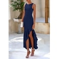 thumbnail image 4 of Vestido largo PRETTYGARDEN para mujer, verano 2025, con volantes, azul marino, 4 of 9