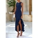 thumbnail image 4 of Vestido largo PRETTYGARDEN para mujer, verano 2025, con volantes, azul marino, 4 of 9