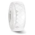 thumbnail image 4 of Ceramic White 8mm Wedding Band Ring Man Classic Faceted Domed  For Dad Mens  For Him, 4 of 10