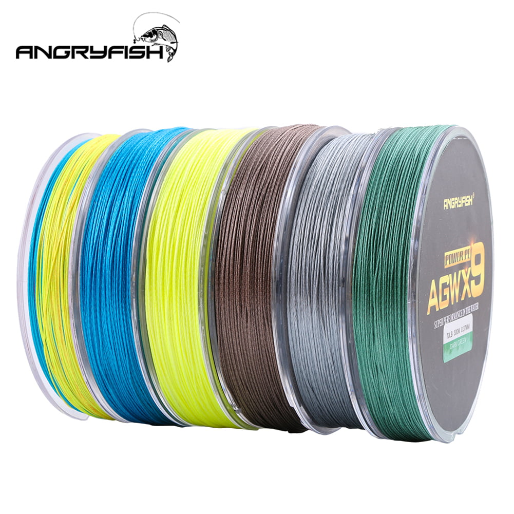 ANGRYFISH Diominate X9 PE Line 9 Strands Weaves Braided 300m/327yds Super  Strong Fishing Line 15LB-100LB Brown 