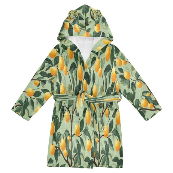 FORMRS Niños Bathrobe Unisex Hooded Robe Soft Plush Pajamas Sleepwear, Size 2-3T, Orange Tree