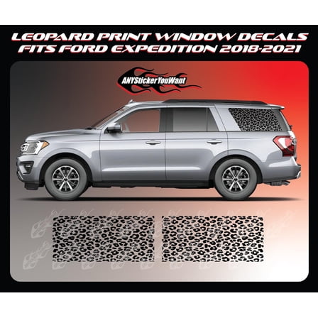 Leopard Print Vinyl Decal Window Stickers Compatible with and Fits Ford Expedition 2018-2021 - Set of Two