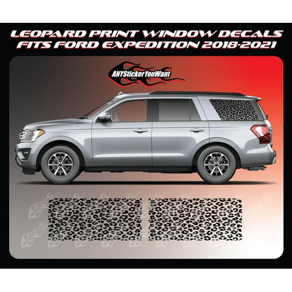 Leopard Print Vinyl Decal Window Stickers Compatible with and Fits Ford Expedition 2018-2021 - Set of Two