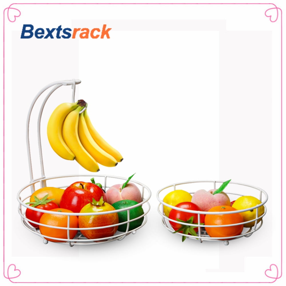 Chrome Finish SimpleHouseware Fruit Basket Bowl with Banana Tree Hanger