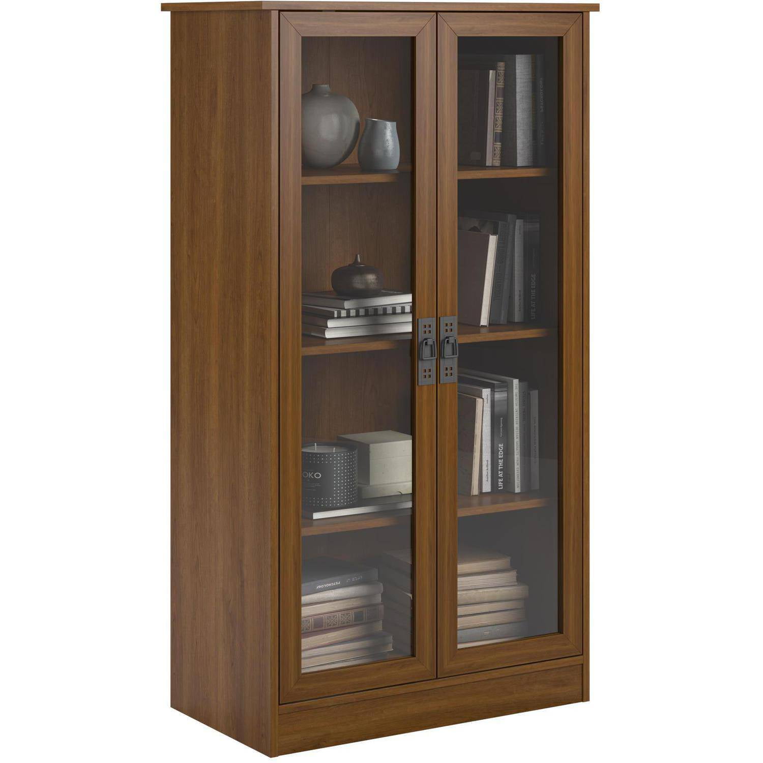 Storage Cabinet With 4 Shelves Home Organizer Glass Doors ...