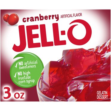 Jell-O Cranberry Gelatin Dessert Mix, 3 oz Box