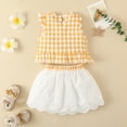 thumbnail image 4 of Kaemgyyd Toddler Baby Girl Summer Short Clothes 2 Piece Set Outfit Cute Plaid Sleeveless Ruffle Top and A-Line Skirt Set 3 M-3 Y, 4 of 6