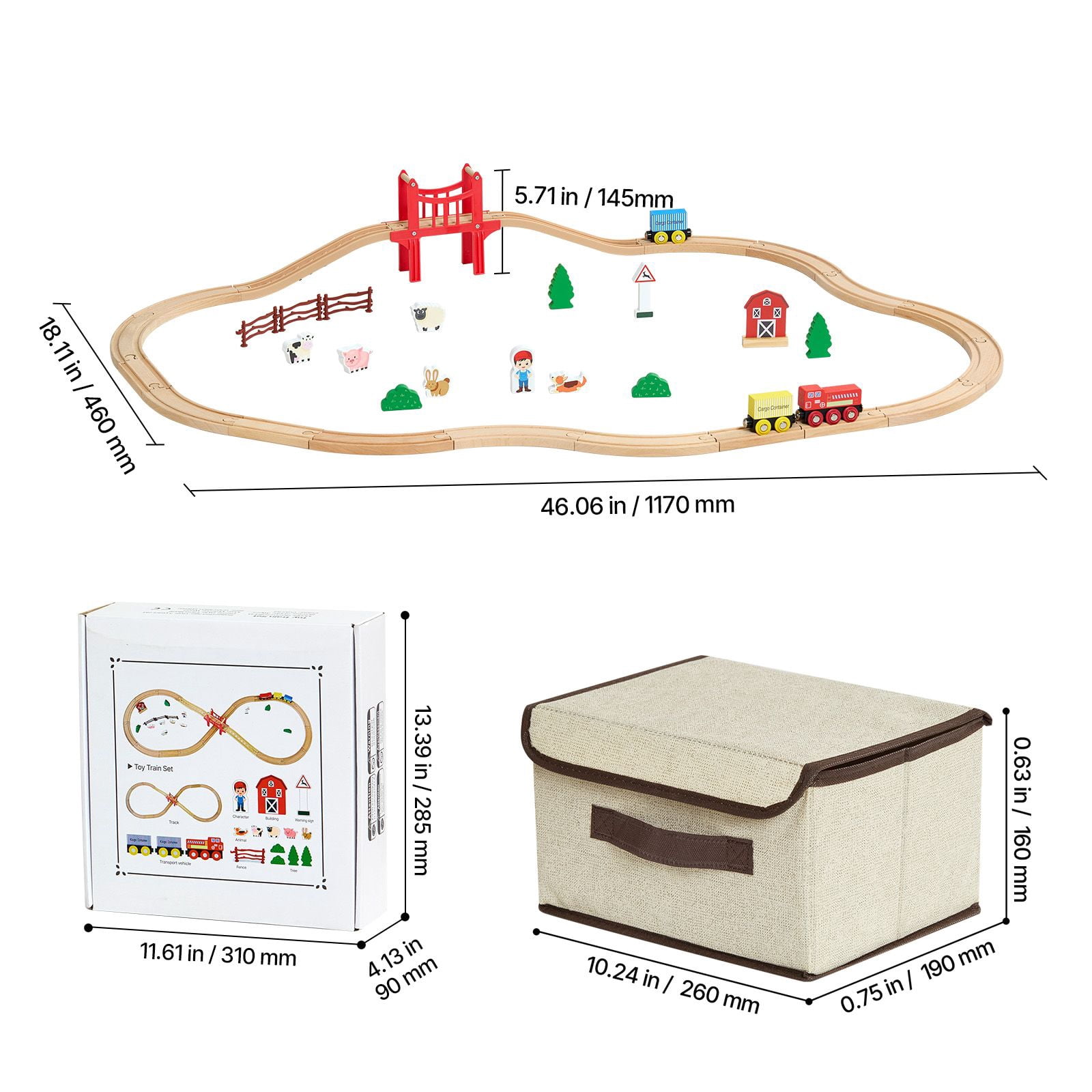 Wooden Train Set 39PCS Magnetic Trains Compatible with Major Brands for Kids Ages 3-8 Birthday Christmas Toy