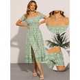 thumbnail image 2 of DARING DIVA Boho Smock Midi Off Shoulder Summer Events Dress XS Green, 2 of 6