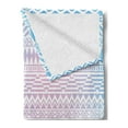 thumbnail image 2 of Afghan Soft Flannel Fleece Throw Blanket, Geometric Shapes with Triangles Rhombuses and Herringbone Zigzag Stripes, Cozy Plush for Indoor and Outdoor Use, 70" x 90", Lilac and Pale Blue, by Ambesonne, 2 of 5