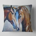 thumbnail image 2 of Designart Brown Amorous Horses - Animal Throw Pillow - 16x16, 2 of 5