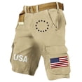 thumbnail image 5 of Men's 9" Lightweight Ripstop Stretch Multi-Pocket American Flag Printed Cargo Shorts Size 4XL Khaki-G, 5 of 6